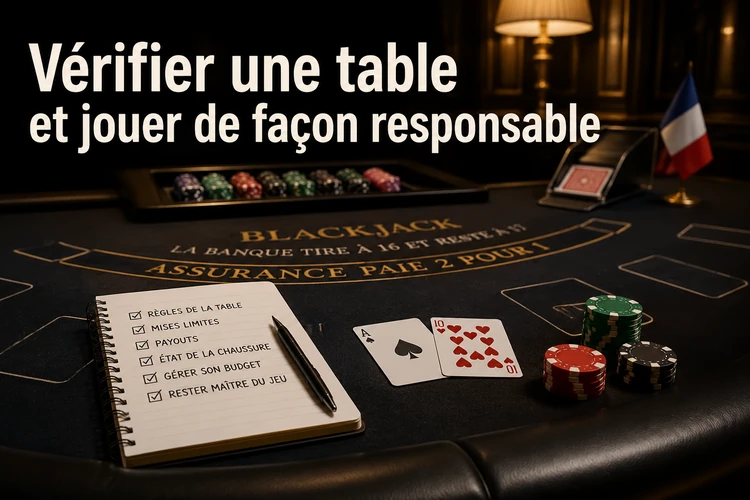 Vérifier une table et jouer de façon responsable