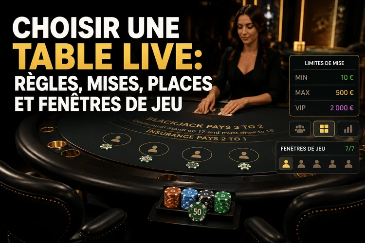 Choisir une table live: règles, mises, places et fenêtres de jeu